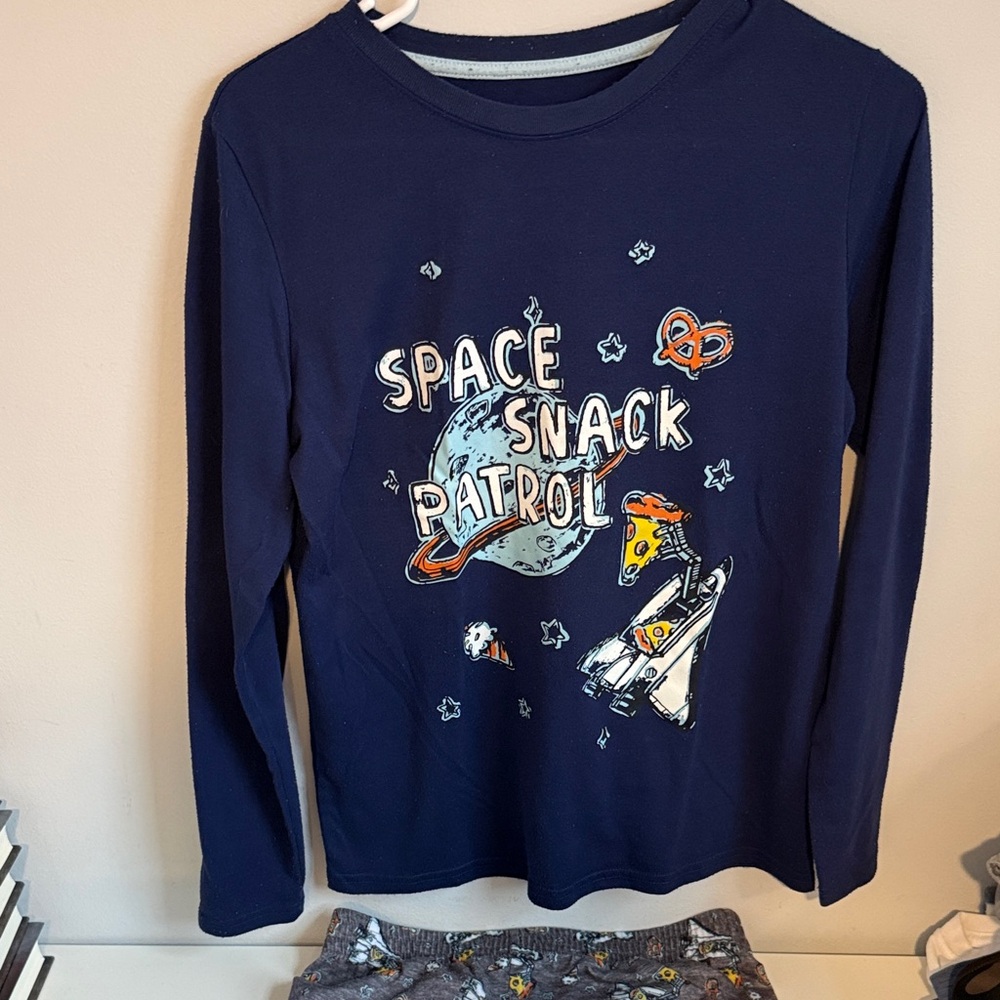 Space Snack Patrol Kids Pajama Set - Navy Blue